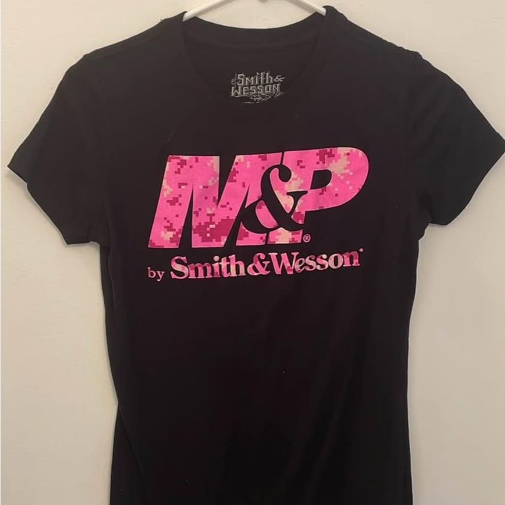 Smith & Wesson Black T-Shirt with Pink Logo